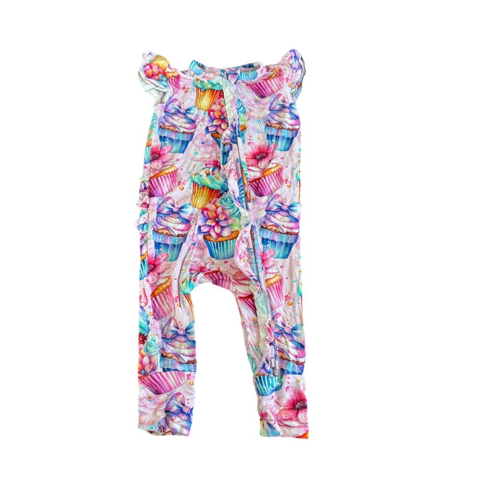 Bums and Roses Another Year Sweeter Short Sleeve Ruffle Romper 3-6 Months